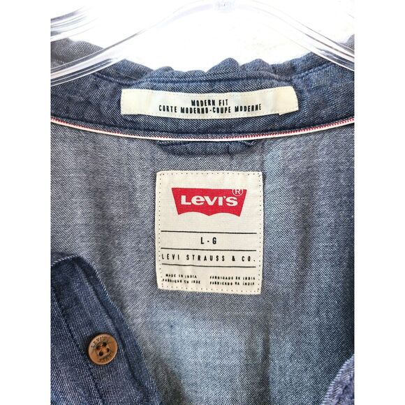 Levis Denim Tribal Southwestern Button Up Shirt LARGE Retro Western Cowgirl Top - Picture 3 of 7